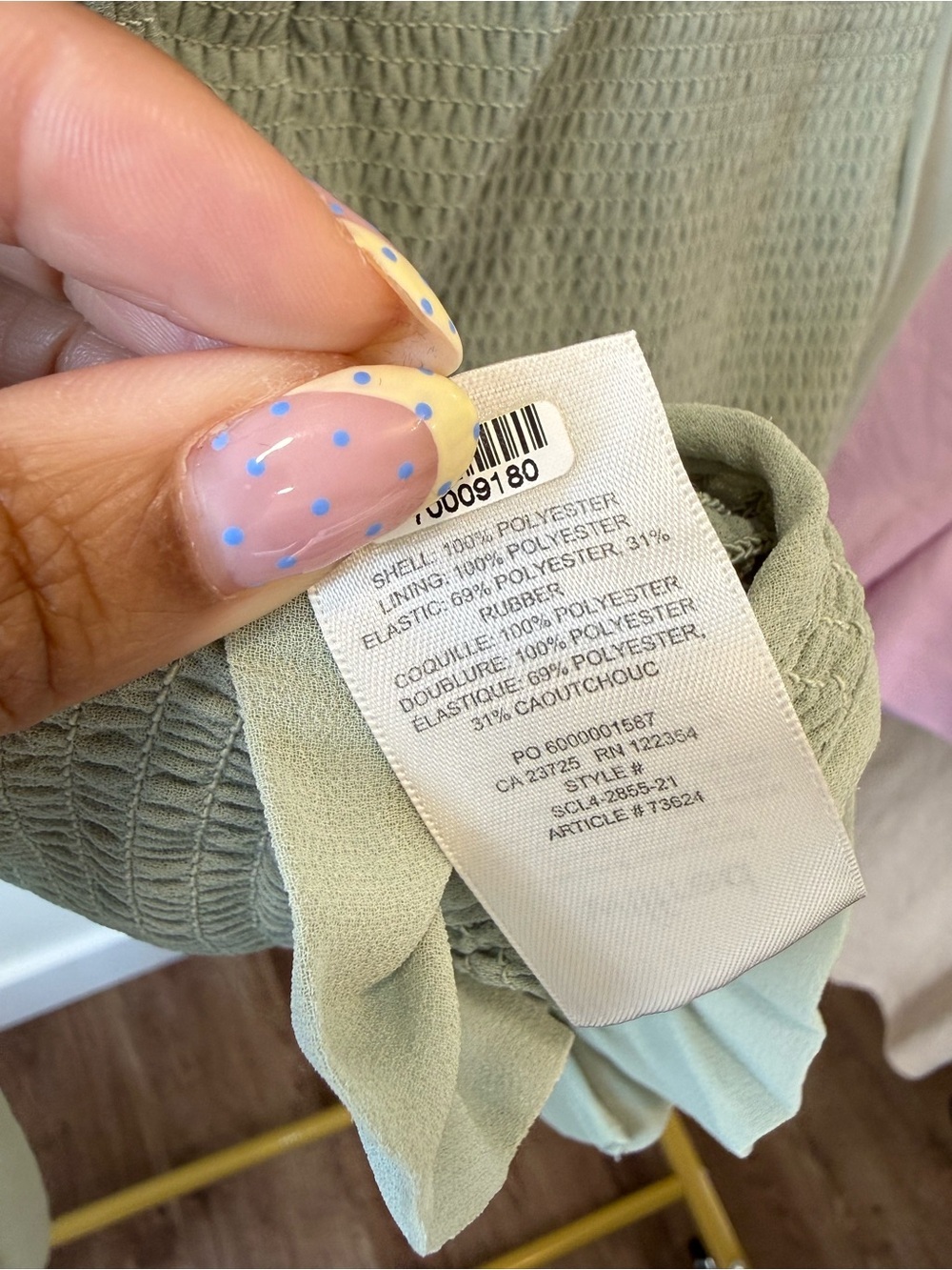 Aritzia Wilfred Tempest Smocked Ruffle Hem Top Light Green Size Small - Picture 6 of 10